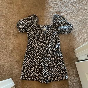Black and white flower romper